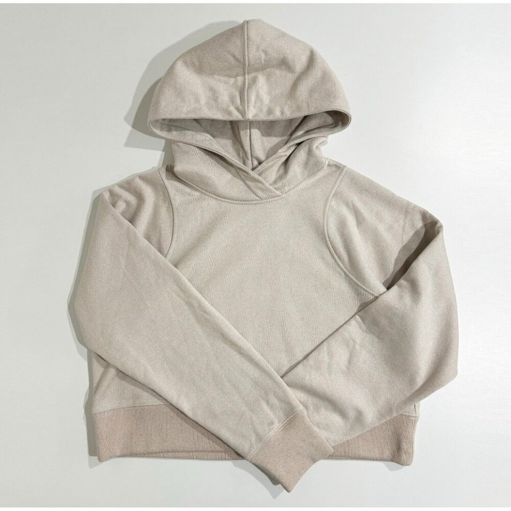 Lululemon Loungeful Cropped Hoodie *Spark Bone Beige Size 8 EUC Glitter Sparkle
